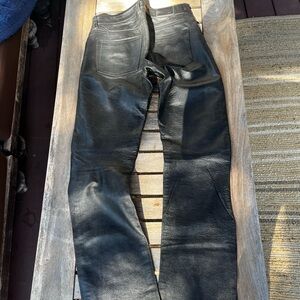 Diesel black 100% leather straight leg pants